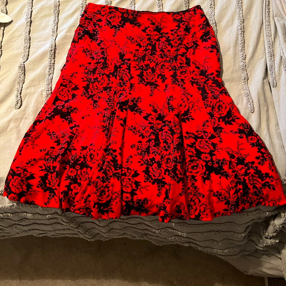Red and black floral skirt